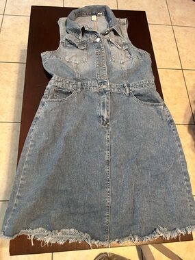 Joie Light Denim Sleeveless Button-Front Mini Dress